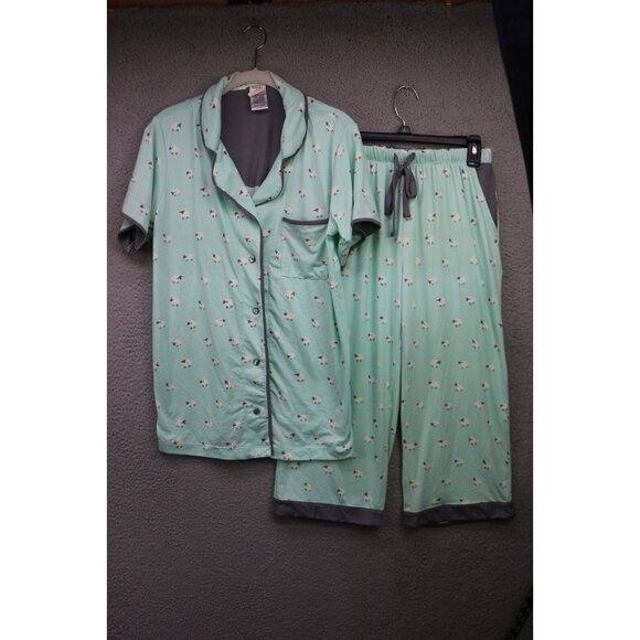Munki Munki Pajama Set-Sheep-Drawstring-Pockets-Size Medium-Capri-Soft - Picture 1 of 16